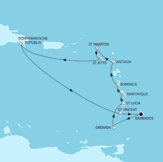 Route Karibische Inseln